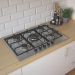 Cooke and Lewis Gas Hob 75cm Stainless Steel 5 Burners Auto Ignition Cooktop