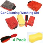 Hilka Pro Craft Car Cleaning Washing  4 Pack Sponge Wheel Brush Wash Mat Cloth