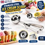 Heavy Duty Ice Cream Scooper Stainless Steel Potato Mash Spring Kitchen Tool