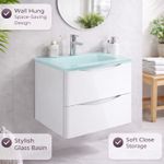 600mm White Wall Hung Vanity Unit White Glass Basin Bathroom Cabinet