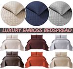 3 Piece Quilted Bedspread Bed Throw Single Double King Size Embossed Bedding Set