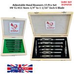 Adjustable Hand Reamer HV -H11 15 Pcs Set 6.35mm - 27mm Sizes 1/4" - 1 1/16" UK