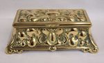 ANTIQUE ART NOUVEAU ARTS & CRAFTS CAST BRASS TWIN INKWELL CARTLAND & SONS C1890.