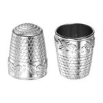 2pcs Sewing Thimble Copper Sewing Thimble Finger Protector, Silver Tone