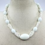 Vintage Retro White Seed Bead Multi-Strand Statement Necklace Chunky Classic