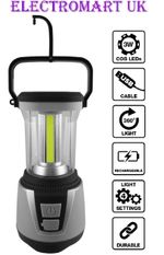 USB RECHARGEABLE COB LED LANTERN TORCH CAMPING DIY EMERGENCY LIGHT POWER CUT