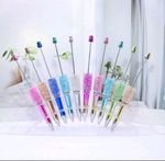 Set Of 5 Assorted UV Electroplated Sugar Beadable Pens Black Ink For DIY Crafts