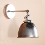 RETRO INDUSTRIAL STYLE SCONCE CHROME IRON SHADE RUSTIC WALL LIGHT LOFT WALL LAMP