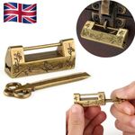 Mini Chinese Vintage Lock Old Style Lock Excellent Brass Carved Word Padlock