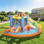 5 in 1 Bouncy Castle for Children, Inflatable Bounce House with Dual Slides