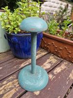 Vintage Chippy Painted Wooden French (?)  Milliner Hat Wig Stand green