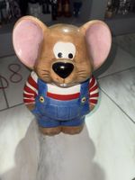 Vintage Ceramic Mouse In Dungarees Cookie Jar