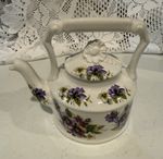 Arthur Wood Vintage Teapot Decorated W/Purple & White Pansies. Made In England.