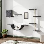Set of 5pcs Wall Mounted Cat Shelves Tree with Jumping Boards Hammock Furniture