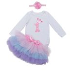Baby Girl 1st Birthday Tutu Dress Outfit Headband Pink Purple 9-12 Months