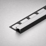 LED Aluminium Black Profile with Cover & End Caps LEDBRITE 2M Marble & Tile