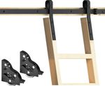 12FT Rustic Black Sliding Ladder Hardware Kit for Home Office, Max Load 300Lbs