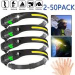 Super Bright Waterproof Head Torch Headlight COB LED USB Rechargeable Headlamp