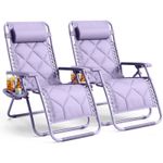 Keplin Quilted Zero Gravity Chairs Heavy Duty Garden Recliners Set of 2 XXL