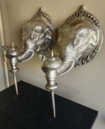 Regency Wall Sconce Bronze Elephant Candleholders, Early 20th Century, Set of 2