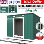 8 x 4ft Metal Garden Storage Shed for Backyard Patio Outdoor Storage w/FREE BASE
