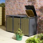 Rowlinson Wimbledon Triple Metal Bin Store - Oak