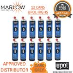 12x UPOL High 5 High Build Primer Aerosol - Dark Grey - Fast Drying Quality