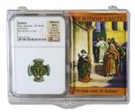 Widows Mite NGC Certified * High Grade * Judean Prutah 103-76 BC w/ BOX and COA