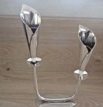 Danish Calla Lily Candlesticks  Silver Plate  Mid Century  Hans Jensen   Denmark