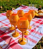 6 Veuve Clicquot Acrylic Plastic French Champagne Orange Flutes Glasses 21cm