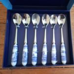 SPODE BLUE ITALIAN SET OF 6 TEASPOONS BOXED BLI1101-X UNUSED