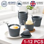 1-12 PCS Ramekins for air fryer egg poacher, silicone muffin moulds & oven mitts