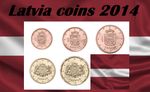 Latvia coins 1 2 5 10 20 cents 2014 UNC shield of arms coat 3 stars golden sun