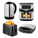GEEPAS 1.8L Kettle 2 Slice Toaster Panini Grill & 9.2L Digital Air Fryer Set