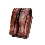 TOURBON Old-Style Leather Mag Pouch Ammo Carrier for Pistol and Rifle Shooting