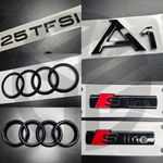 Audi A1 2019+ Gloss Black Badges GRILLE/BOOT/FENDER FULL SET/ 2 X S-Line/25 TFSI