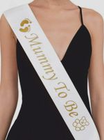 1pc Mummy to Be Baby Shower Sash | Baby Shower Gift | Mum to Be | White and Gold