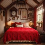 Extraordinary Vintage Hand Crochet Red Rose Bedspread 100% Cotton 100”x90” King