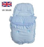 Broderie Anglaise Baby Footmuffs / Pram Liner / Push Chair Liner - With Ribbon!