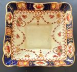 Bradley's England Fine Bone China Floral Square Dish Cream Blue Gold Printed