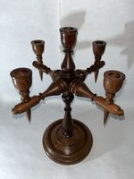 Vintage Wooden Carved Candelabra 5 Candle Holder Approx 36 cm Height, 21 cm Wide