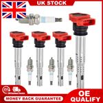 4x Ignition Coils & 4x Spark Plugs for Audi A3 A4 A5 A6 R8 TT 2.0 FSI 06E905115F