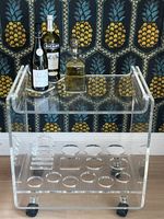 Lucite Acrylic Perspex Bar Cart Drinks Trolley Cocktail mid-century space age