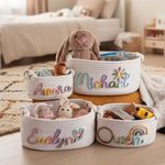 Personalised Dog Cat Custom Name Toy  Storage Organizer Cotton Rope Basket Trug