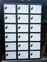 Probe 18 Door Lockable Metal Freestanding Cabinet, Black/White Locker Unit
