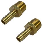 BRASS PIPE CONNECTOR x 2 FULHAM NOZZLE 3/8 BSP MALE NIPPLE FOR 8mm BORE GAS PIPE