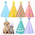 6 PCS Colorful Mini Party Hats for Stuffed Animals Lovely Paper Cone Birthday
