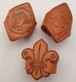 3 x Boy Scouts Leather Neckerchief Slides woggles. Baden Powell Etc
