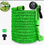 Expandable Expanding Garden Hose Green/Black with Spray Gun & Fittings 100ft