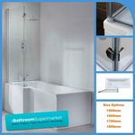 Right & Left Hand L Shaped Bath 1500 1600 1700 1800 Shower Bath & Shower Screen